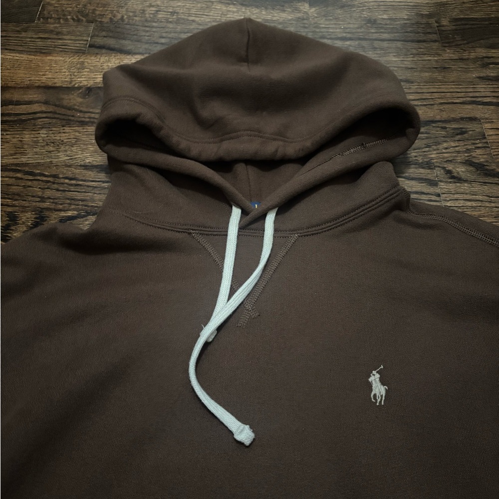 Ralph Lauren Chocolate Hoodie with Cream Logo - Picture 1 of 4